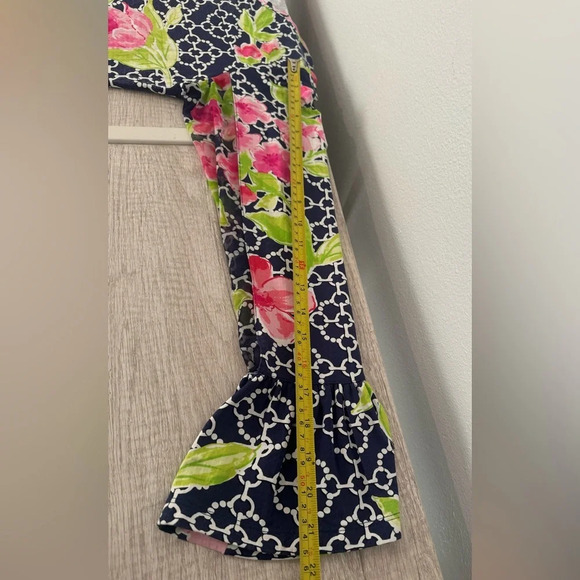 IBKUL Floral Chain Link Print Long Sheer Mesh Bell Sleeve Dress Size Medium - Picture 5 of 9